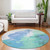 8' Pale Aqua Mint Green And Ivory Round Abstract Washable Indoor Outdoor Area Rug