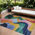 8' X 10' Green Orange And Pink Abstract Washable Indoor Outdoor Area Rug