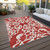 10' X 14' Red And Ivory Damask Washable Indoor Outdoor Area Rug