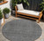 8' Charcoal And Gray Round Abstract Washable Indoor Outdoor Area Rug