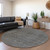 8' Charcoal And Gray Round Abstract Washable Indoor Outdoor Area Rug