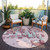 8' Pink And Gray Round Abstract Washable Indoor Outdoor Area Rug - Pink, Gray