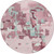 8' Pink And Gray Round Abstract Washable Indoor Outdoor Area Rug - Pink, Gray
