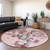 8' Pink And Gray Round Abstract Washable Indoor Outdoor Area Rug - Pink, Gray