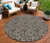 8' Chocolate And Charcoal Round Floral Washable Indoor Outdoor Area Rug