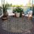 8' Chocolate And Charcoal Round Floral Washable Indoor Outdoor Area Rug
