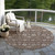 8' Chocolate Beige And Gray Round Floral Washable Indoor Outdoor Area Rug - Chocolate, Beige, Gray