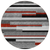 8' Gray Black And Red Round Striped Washable Indoor Outdoor Area Rug