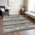 9' X 12' Charcoal Beige And Brown Striped Washable Indoor Outdoor Area Rug