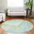 8' Mint Green And Blue Round Abstract Washable Indoor Outdoor Area Rug