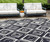 10' X 14' Black And Ivory Geometric Washable Indoor Outdoor Area Rug Transitional Style - Black, Ivory Color