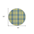 8' Yellow Blue And Ivory Round Plaid Washable Indoor Outdoor Area Rug