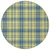 8' Yellow Blue And Ivory Round Plaid Washable Indoor Outdoor Area Rug