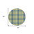 8' Yellow Blue And Ivory Round Plaid Washable Indoor Outdoor Area Rug