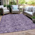 9' X 12' Plum And Purple Floral Washable Indoor Outdoor Area Rug