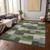 10' X 14' Olive Green And Artichoke Green Geometric Washable Indoor Outdoor Area Rug