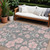 8' X 10' Gray Pink And Ivory Floral Washable Indoor Outdoor Area Rug