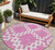 8' Blush And Ivory Round Geometric Washable Indoor Outdoor Area Rug - 608219111236