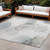 9' X 12' Ivory Blue and Gray Abstract Washable Non Skid Indoor Outdoor Area Rug Contemporary Style - Ivory, Blue, Gray Color