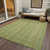 10' X 14' Artichoke Green Fern Green And Gold Striped Washable Indoor Outdoor Area Rug