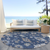 8' Navy Blue Beige And Gray Round Floral Washable Indoor Outdoor Area Rug