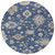 8' Navy Blue Beige And Gray Round Floral Washable Indoor Outdoor Area Rug