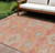 8' X 10' Coral And Gray Aztec Washable Indoor Outdoor Area Rug
