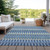 8' X 10' Denim Blue And Sky Blue Southwestern Washable Indoor Outdoor Area Rug Transitional Style - Denim Blue, Sky Blue Color