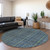 8' Blue Denim Blue And Mint Green Round Striped Washable Indoor Outdoor Area Rug