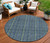 8' Blue Denim Blue And Mint Green Round Striped Washable Indoor Outdoor Area Rug