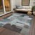 9' X 12' Teal Blue Gray And Charcoal Abstract Washable Indoor Outdoor Area Rug - Teal Blue, Gray, Charcoal