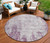 8' Plum And Ivory Round Abstract Washable Indoor Outdoor Area Rug - 880016774368