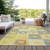 10' X 14' Yellow Blue And Terra Cotta Geometric Washable Indoor Outdoor Area Rug