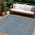 10' X 14' Teal Blue And Pink Abstract Washable Indoor Outdoor Area Rug