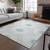 9' X 12' Teal Blue Beige And Ivory Floral Medallion Washable Indoor Outdoor Area Rug