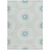 9' X 12' Teal Blue Beige And Ivory Floral Medallion Washable Indoor Outdoor Area Rug