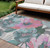 10' X 14' Teal Blue And Aqua Floral Washable Indoor Outdoor Area Rug Transitional Style - Teal Blue, Aqua Color
