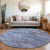 8' Navy Blue Charcoal And Gray Round Southwestern Washable Indoor Outdoor Area Rug