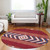 8' Red White And Navy Blue Round Southwestern Washable Indoor Outdoor Area Rug