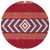 8' Red White And Navy Blue Round Southwestern Washable Indoor Outdoor Area Rug