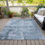 10' X 14' Denim Blue And Silver Abstract Washable Indoor Outdoor Area Rug