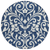 8' Navy Blue And Ivory Round Floral Washable Indoor Outdoor Area Rug