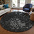 8' Charcoal Gray And Silver Round Abstract Washable Indoor Outdoor Area Rug - Charcoal, Gray, Silver