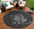 8' Charcoal Gray And Silver Round Abstract Washable Indoor Outdoor Area Rug - Charcoal, Gray, Silver