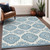 9' X 12' Teal Blue And Ivory Medallion Washable Indoor Outdoor Area Rug