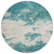 8' Teal Blue Ivory And Gray Round Abstract Washable Indoor Outdoor Area Rug