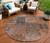 8' Terra Cotta Copper And Charcoal Round Patchwork Washable Indoor Outdoor Area Rug