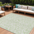 8' X 10' Artichoke Green And Ivory Floral Washable Indoor Outdoor Area Rug