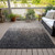 8' X 10' Khaki And Dark Gray Ombre Washable Indoor Outdoor Area Rug