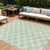 9' X 12' Mint Green And Ivory Polka Dot Washable Indoor Outdoor Area Rug